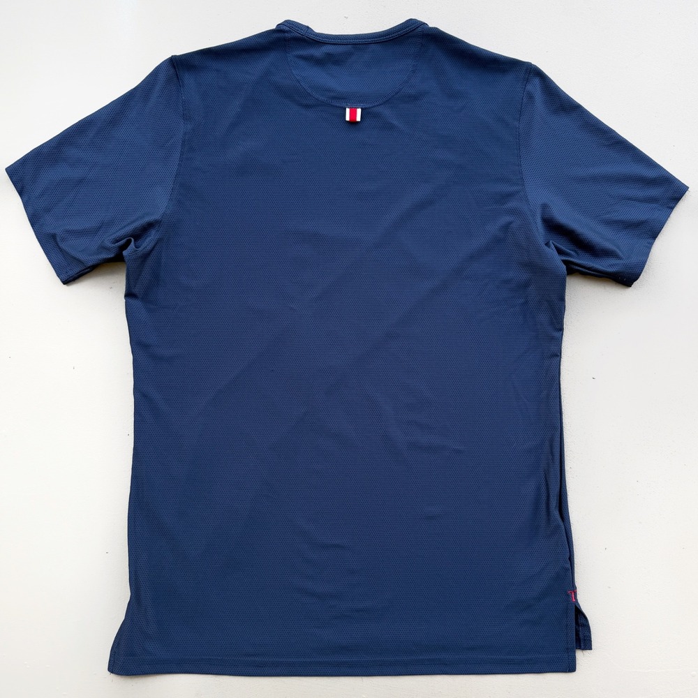 TRACKSMITH Van Cortlandt Tee Medium Navy Ivory Stripe Performance Running Shirt - Picture 9 of 11